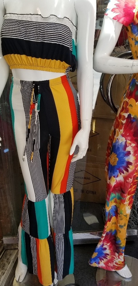 2 piece pants And Strapless tops